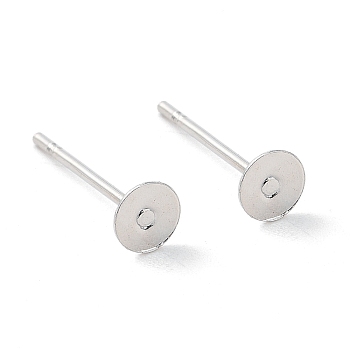 Stud Earring Findings, Lead Free and Cadmium Free, Brass Heads and Stainless Steel Pins, Platinum, Size: about 12mm long, 0.6mm thick, Head: about 4mm in diameter