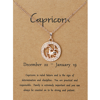 Alloy Constellation Pendant Necklaces, Golden, Capricorn, 17.13 inch(43.5cm)