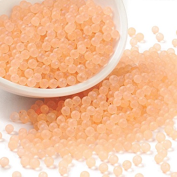 Luminous Transparent Glass Seed Round Beads, No Hole/Undrilled, Grade A, Sandy Brown, 3~3.5mm, about 7500pcs/bag
