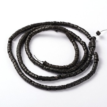 Natural Coconut Column Bead Strands, Black, 5.5x2~4.5mm, Hole: 1mm, about 179pcs/strand, 23.2 inch