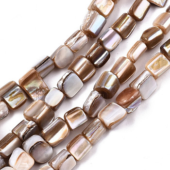 Natural Freshwater Shell Beads Strands, Nuggets, Camel, 5~12x5~8x4~8mm, Hole: 0.7mm, about 54~57pcs/strand, 14.96~15.35 inch(38~39cm)