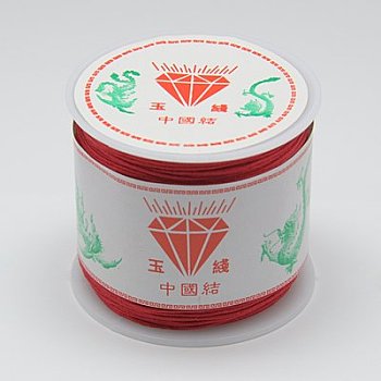 Nylon Braided Cord, Chinese Knotting Cord for Beading Jewelry Making Macrame Craft, Crimson, 0.8mm, about 49.21 yards(45m)/roll