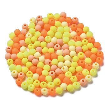 Frosted Opaque Acrylic Beads, Round, Orange, 6mm, Hole: 2mm, about 4545pcs/500g