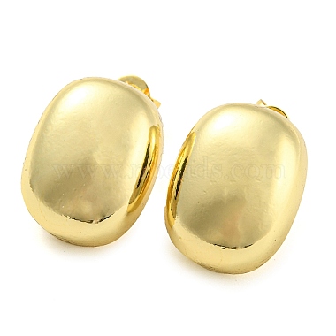 Oval Brass Stud Earrings