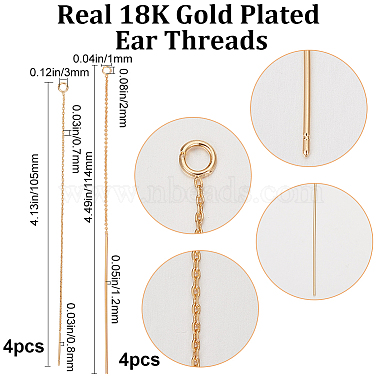 8Pcs 2 Style Brass Chain Stud Earring Findings(KK-BBC0009-80)-2