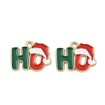 Christmas Themes Alloy Enamel Pendants, Golden, Letter, 13.5x17.5x1.5mm, Hole: 1.6mm(X-ENAM-Z023-01G-01)