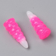 Resin Cabochons, Two Tone, DIY Accessories, Horn, Deep Pink, 25.5x10x9mm(RESI-WH0014-43A)