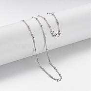 Brass Chain Necklaces, Curb Chain, with Lobster Clasps, Platinum, 16.8 inch(MAK-F013-07P)