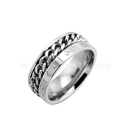 Rotatable Titanium Steel Finger Ring, Viking Runes for Men's, Antique Silver, US Size 12(21.4mm)(PW-WGE3233-21)