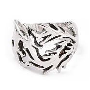 Dragon Alloy Wide Band Rings for Men, Punk Hollow Cuff Rings, Antique Silver, US Size 9(18.9mm), 5~18mm(RJEW-F126-01AS)