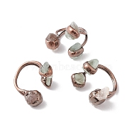 Natural Green Aventurine & Quartz Crystal Irregular Nugget Open Cuff Ring, Red Copper Brass Chunky Ring for Women, Cadmium Free & Lead Free, US Size 9 3/4(19.5mm)(RJEW-I082-07R-01)