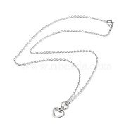 Heart Pendant Necklaces, 304 Stainless Steel Necklace, Stainless Steel Color, 17.83 inch(45.3cm)(NJEW-Q335-05B-P)