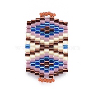 MIYUKI & TOHO Handmade Japanese Seed Beads Links, Loom Pattern, Rectangle, Colorful, 31~32x18~18.5x1.6~1.7mm, Hole: 1.5~2x3~3.5mm(SEED-E004-N01)