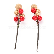 Foam Artificial Christmas Berries with Branch, Simulation Fruit, for Christmas Tree, Home Decorations, Wedding, DIY Crafts, Colorful, 85~98x21x15mm(DIY-B019-02E)