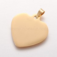 Ion Plating(IP) 304 Stainless Steel Stamping Blank Tag Pendants, Heart, Golden, 25.5x24.5x1mm, Hole: 2.5x4mm(STAS-F200-05G)