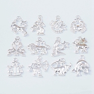 Alloy Pendants, Cadmium Free & Lead Free, 12 Constellations, Silver, 20~27x16~25mm, 12pcs/set(PALLOY-TAC0013-14S-RS)