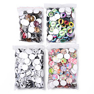 Mixed Pattern Half Round/Dome Printed Glass Cabochons, Mixed Color, 14x5mm(GLAA-T029-16A)