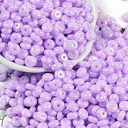 Opaque Colours Luster Glass Seed Beads, Donut, Plum, 6.5x3mm, Hole: 1.8mm, about 1363pcs/pound(SEED-P008-01C-06)