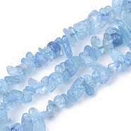 Natural Aquamarine Beads Strands, Chip, Grade A, 5~15x5~10x2~7mm, Hole: 1mm, about 130~140 pcs/Strand, 15.75 inch(40cm)(G-S363-019)