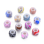 Opaque Acrylic European Beads, Large Hole Beads, Rondelle, Mixed Color, 8.5x6mm, Hole: 4mm(MACR-S308-08)