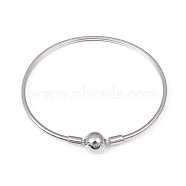 304 Stainless Steel European Style Bangle Making, Round, Stainless Steel Color, 2-3/8 inch(5.9cm), 3mm(MAK-G014-04P)