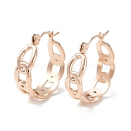 304 Stainless Steel Curb Chain Chunky Hoop Earrings for Women, Rose Gold, 22x20.5x7mm, Pin: 0.7mm(EJEW-P197-05RG)