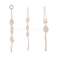 Elecrelive 3Pcs 3 Style Irregular Gemstone Hanging Pendant Decoration, with Cotton Cord & Wood Beads, for Car Interior Ornament Accessories, 260~320mm, 1pc/style(HJEW-EL0001-09)