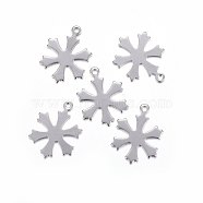 201 Stainless Steel Pendants, Snowflake, Stainless Steel Color, 19x14.5x0.7mm, Hole: 1.4mm(STAS-F174-07P)