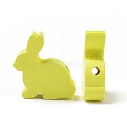 Easter Theme Wooden Beads, Dyed, Rabbit, Yellow, 24x24x8mm, Hole: 3.5mm(WOOD-C002-09B)