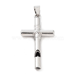 Alloy Pendants, Cross Charms, Platinum, 46.5x25.5x6mm, Hole: 8x4.5mm(TIBE-L012-013P)