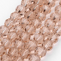 Transparent Glass Bead Strands, Imitate Austrian Crystal, Faceted, Round, Moccasin, 10mm, Hole: 1mm, about 72pcs/strand, 25~27 inch(X-GLAA-G013-10mm-90)