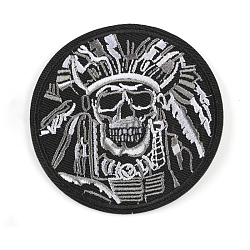 Computerized Embroidery Cloth Sew on Patches, Costume Accessories, Skull, Black, 71x71mm(PW-WG53351-02)