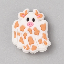Halloween Themed PVC Plastic Beads, Ghost, 26.5x22x8.5mm, Hole: 3mm(SIL-SZC0005-14M)