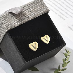 Rack Plating Brass Micro Pave Clear Cubic Zirconia Stud Earrings, Heart, Letter V, 8.5x9.5mm(EJEW-K299-01G-V)