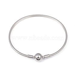 304 Stainless Steel European Style Bangle Making, Round, Stainless Steel Color, 2-3/8 inch(5.9cm), 3mm(MAK-G014-04P)