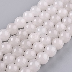 Natural White Jade Beads, Round, Dyed, White, 10mm, Hole: 1.2mm, about 38pcs/strand, 14.96 inch(38cm)(G-J390-C03-28)