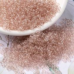 MIYUKI Round Rocailles Beads, Japanese Seed Beads, (RR155) Transparent Light Tea Rose, 8/0, 3mm, Hole: 1mm, about 2111~2277pcs/50g(SEED-X0055-RR0155)