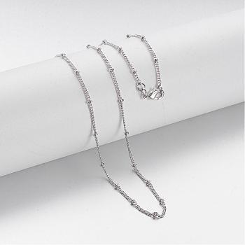 Brass Chain Necklaces, Curb Chain, with Lobster Clasps, Platinum, 16.8 inch