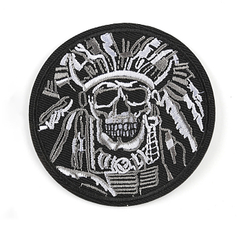 Computerized Embroidery Cloth Sew on Patches, Costume Accessories, Skull, Black, 71x71mm