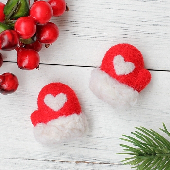 Christmas Theme Gloves Brooch Cactus Needle Felting Kit, including Instructions, 1Pc Foam, 4Pcs Needles, 2 Colors Wool, 2Pcs Brooch Finding, Mixed Color, 25~115x5~85x2~29mm
