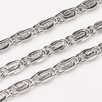 304 Stainless Steel Lumachina Chains, Unwelded, with Spool, Stainless Steel Color, 3x1mm, about 32.8 Feet(10m)/roll