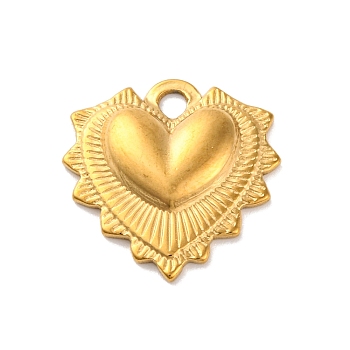 304 Stainless Steel Pendants, Heart Charm, Real 18K Gold Plated, 18.5x17.5x3mm, Hole: 2mm