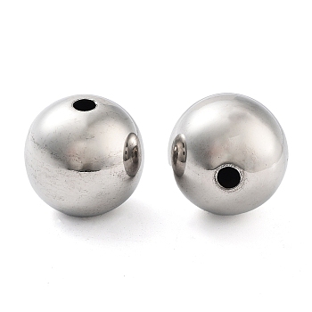 201 Stainless Steel Beads, Round, Stainless Steel Color, 18.5x18mm, Hole: 3mm