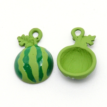 Alloy Pendants, Spray Painted, Watermelon, Green, 18.5x12.5x5mm, Hole: 1.5mm