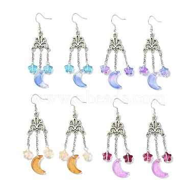 Mixed Color Moon Brass Earrings