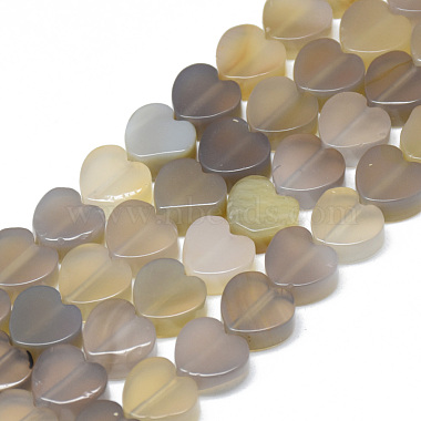 10mm Heart Grey Agate Beads