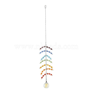 Faceted Round Glass Pendants Decoration(HJEW-TA00023)-2