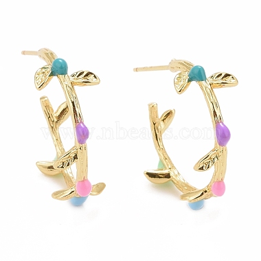Colorful Branch Brass Stud Earrings