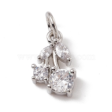 Platinum Clear Cherry Brass+Cubic Zirconia Charms