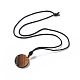 Natural Tiger Eye Flat Round with Hexagon Pendant Necklace with Nylon Cord for Women(NJEW-P274-05-01)-2